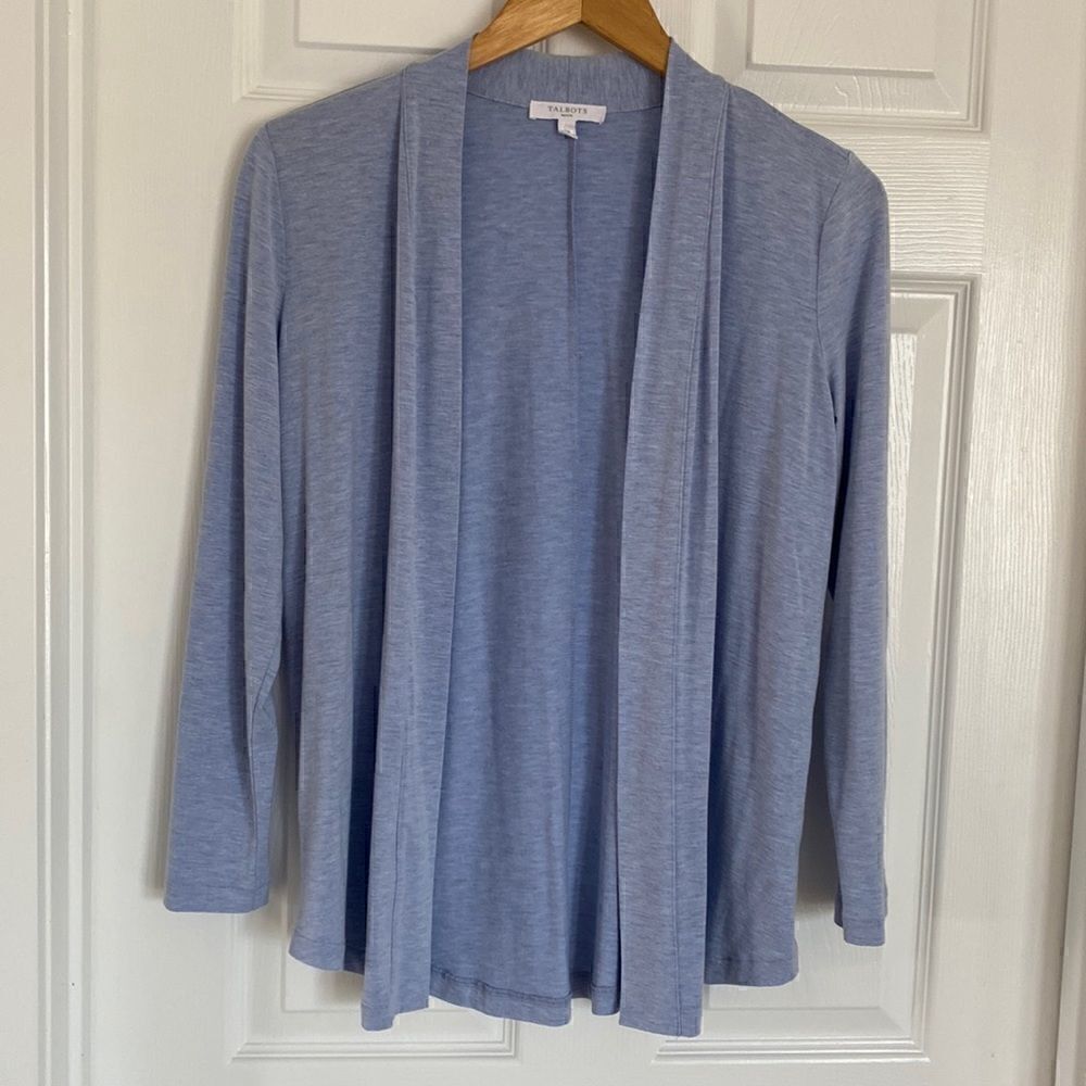 Talbots Women’s Blue Lightweight Soft Jersey Open Cardigan Size Small Petite